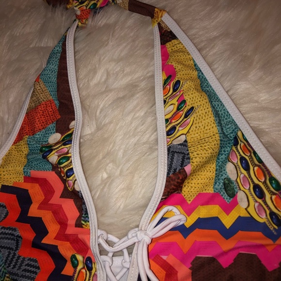 🩱 printed deep cut tie up high cut bathing suit - Picture 4 of 8